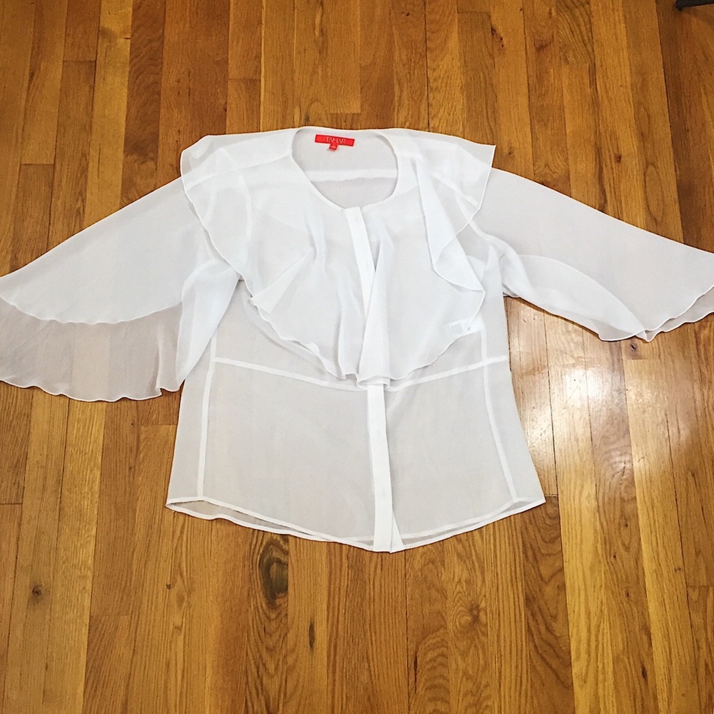 🚫SOLD🚫 Sheer Ruffle Blouse Top Size L NWOT Tamar